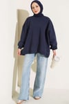 Oversize Düşük Omuzlu Tunik Lacivert