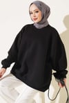 Oversize Düşük Omuzlu Tunik Siyah