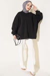 Oversize Düşük Omuzlu Tunik Siyah