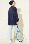 Oversize İnterlok Basic Tunik Lacivert