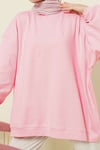 Oversize İnterlok Basic Tunik Pembe