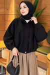 Oversize Kısa Kaşe Ceket Siyah