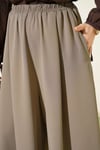 Oversize Paçalı Bel Lastikli Pantolon Bej