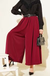 Oversize Paçalı Bel Lastikli Pantolon Bordo