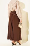 Oversize Paçalı Bel Lastikli Pantolon Kahve