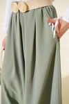 Oversize Paçalı Bel Lastikli Pantolon Yeşil