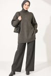 Oversize Ribanalı Triko Tunik Haki