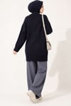 Oversize Ribanalı Triko Tunik Lacivert
