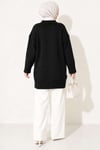 Oversize Ribanalı Triko Tunik Siyah