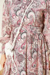 Paisley Desen Bilek Gipeli Elbise Bej