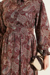 Paisley Desen Bilek Gipeli Elbise Kahve