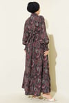 Paisley Desen Bilek Gipeli Elbise Siyah
