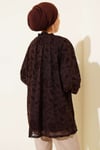 Paisley Desenli Tül Gömlek Kahve