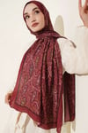 Paisley Kraş Modal Şal Bordo
