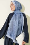 Paisley Motifli Soft Şal Soft Mavi