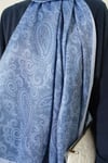 Paisley Motifli Soft Şal Soft Mavi