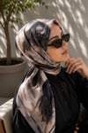 Pastel Çiçek Desen Eşarp Serisi Bej