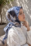 Pastel Çiçek Desen Eşarp Serisi İndigo