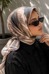 Pastel Çiçek Desen Eşarp Serisi Sütlü Kahve