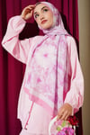 Pastel Çiçekli Bambu Kraş Şal Pembe