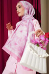 Pastel Çiçekli Bambu Kraş Şal Pembe