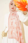 Pastel Çiçekli Bambu Kraş Şal Somon