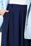 Pile Detaylı Geniş Paça Pantolon Lacivert
