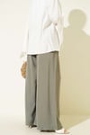 Pileli Kemerli Oversize Pantolon Haki