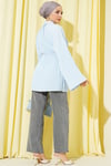 Piliseli İp Kuşaklı Gömlek Mavi