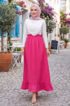 Puantiye Desenli Volanlı Etek Pembe