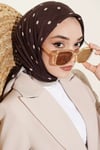Puantiyeli Bambu Kraş Eşarp Acı Kahve