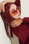 Puantiyeli Bambu Kraş Eşarp Bordo