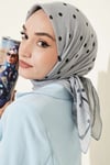 Puantiyeli Bambu Kraş Eşarp Gri