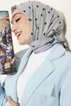 Puantiyeli Bambu Kraş Eşarp Gri