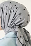 Puantiyeli Bambu Kraş Eşarp Gri