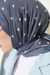 Puantiyeli Bambu Kraş Eşarp İndigo
