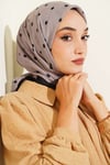 Puantiyeli Bambu Kraş Eşarp Siyah Vizon