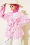 Püsküllü Fırfırlı İp Bağlamalı Kimono Pembe