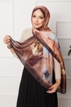 Retro Çiçek Desenli Tesettür Şal -8