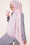 Retro Desenli Bambu Kraş Şal Pembe