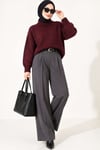 Ribanalı Düşük Omuzlu Triko Tunik Bordo