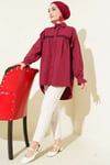 Robası Dantelli Poplin Gömlek Bordo