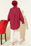 Robası Dantelli Poplin Gömlek Bordo