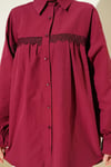 Robası Dantelli Poplin Gömlek Bordo