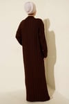Saç Örgülü Basic Triko Elbise Kahve