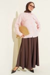 Sahte Cep Kapaklı Müslin Gömlek Pembe