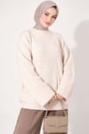 Selanik Örgü Oversize Triko Tunik Bej