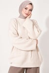 Selanik Örgü Oversize Triko Tunik Bej