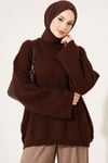 Selanik Örgü Oversize Triko Tunik Kahve