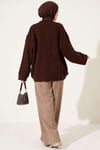 Selanik Örgü Oversize Triko Tunik Kahve